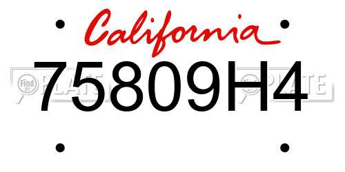 75809H4 California License Plate