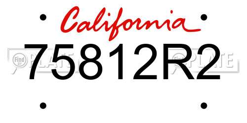 75812R2 California License Plate