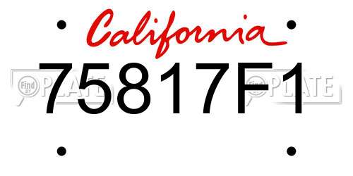 75817F1 California License Plate