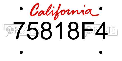 75818F4 California License Plate
