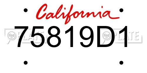 75819D1 California License Plate