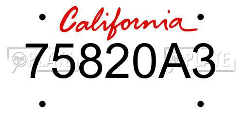 75820A3 California License Plate