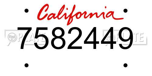 7582449 California License Plate
