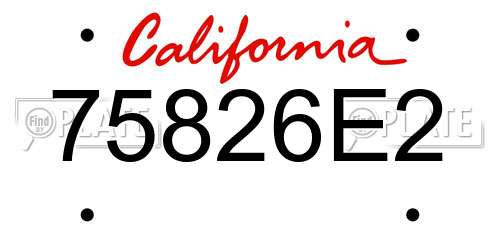 75826E2 California License Plate
