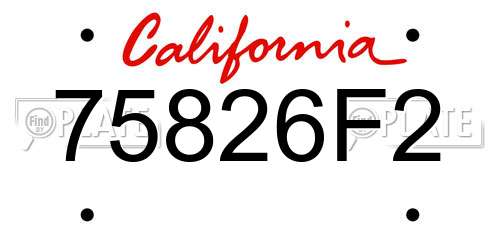 75826F2 California License Plate