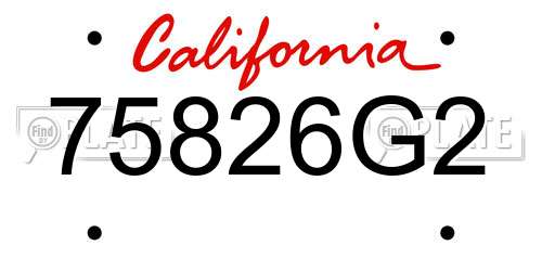 75826G2 California License Plate