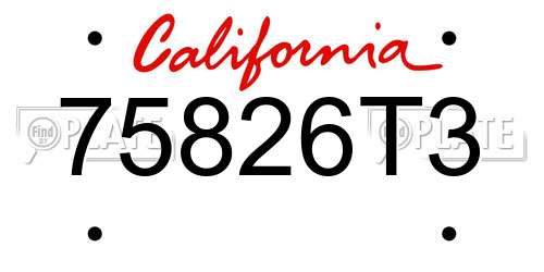75826T3 California License Plate