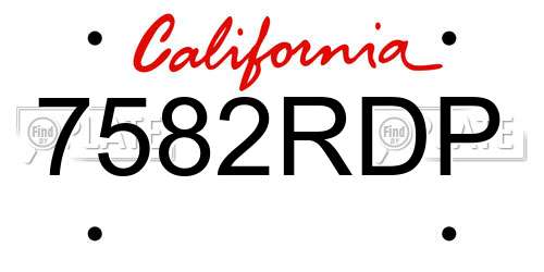 7582RDP California License Plate