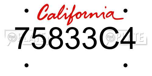 75833C4 California License Plate