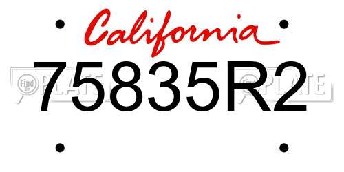 75835R2 California License Plate