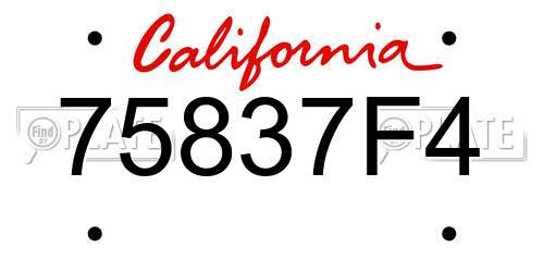 75837F4 California License Plate