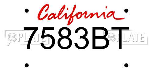 7583BT California License Plate