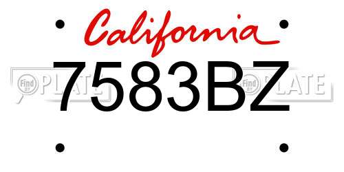 7583BZ California License Plate
