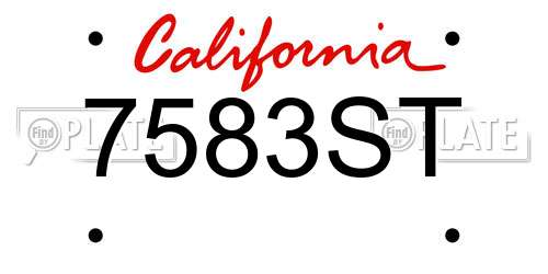 7583ST California License Plate