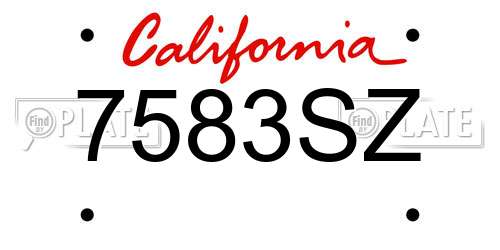 7583SZ California License Plate
