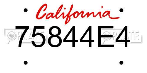 75844E4 California License Plate