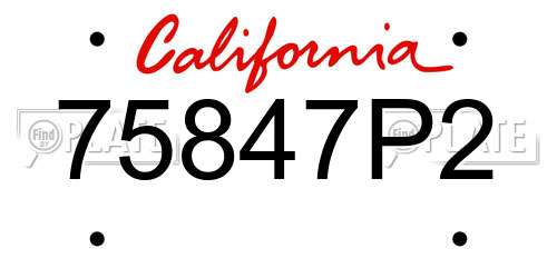 75847P2 California License Plate