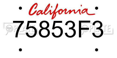 75853F3 California License Plate