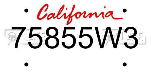 75855W3 California License Plate