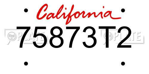75873T2 California License Plate