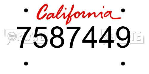7587449 California License Plate