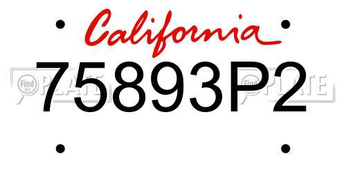 75893P2 California License Plate