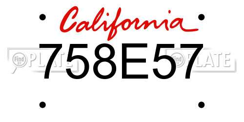 758E57 California License Plate