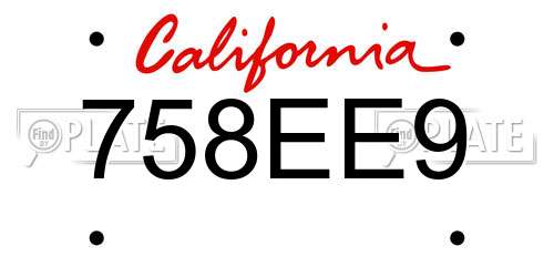758EE9 California License Plate