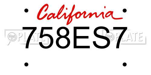758ES7 California License Plate