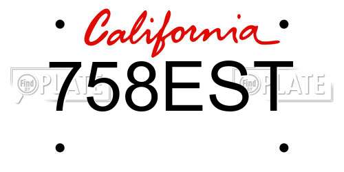 758EST California License Plate