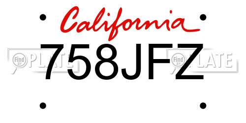 758JFZ California License Plate