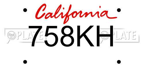758KH California License Plate