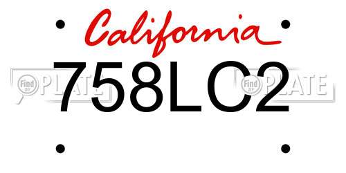 758LC2 California License Plate