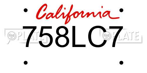 758LC7 California License Plate