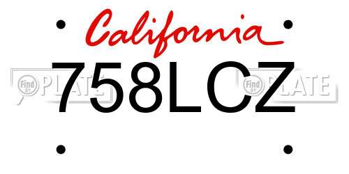 758LCZ California License Plate