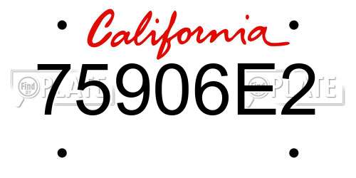 75906E2 California License Plate