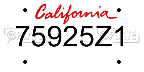 75925Z1 California License Plate