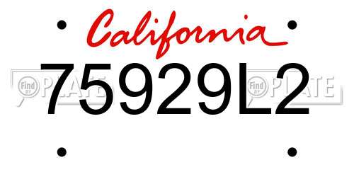 75929L2 California License Plate