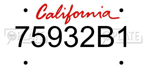 75932B1 California License Plate
