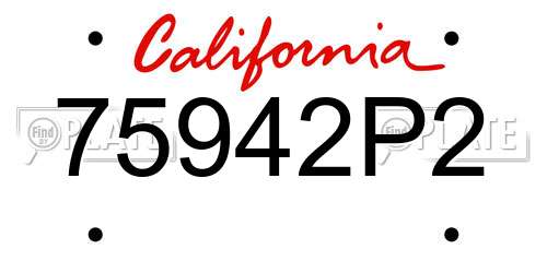 75942P2 California License Plate