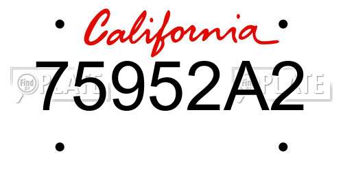 75952A2 California License Plate