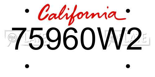 75960W2 California License Plate