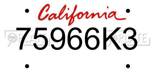 75966K3 California License Plate