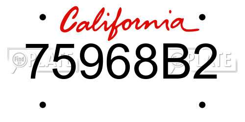 75968B2 California License Plate