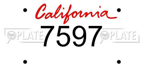 7597 California License Plate