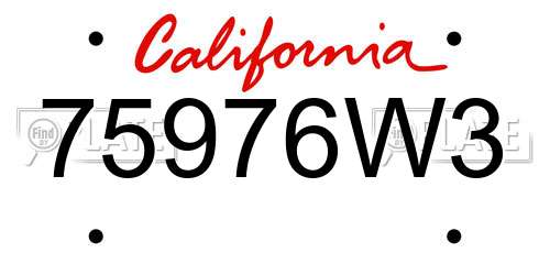 75976W3 California License Plate