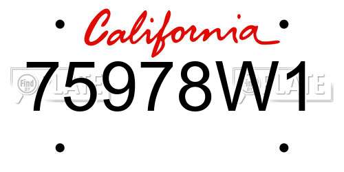 75978W1 California License Plate