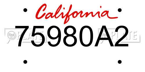 75980A2 California License Plate