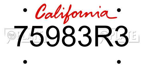 75983R3 California License Plate