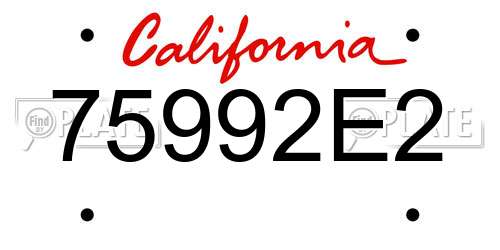 75992E2 California License Plate